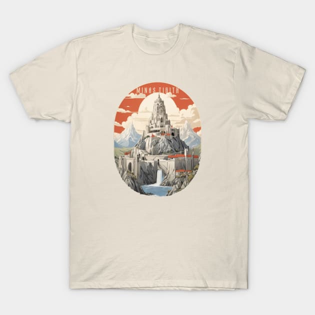 Retro Design Minas Tirith T-Shirt by huefinder